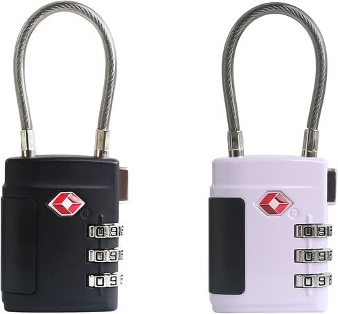 Combo TSA Locks for Luggage, Locker, Suitcase, Luggage Locks TSA Approved, Small Combination Padlock with Cable for Gym Locker, Gun Case, Backpack Bag Zipper, Storage Box, Travel Safe in Saudi Arabia
