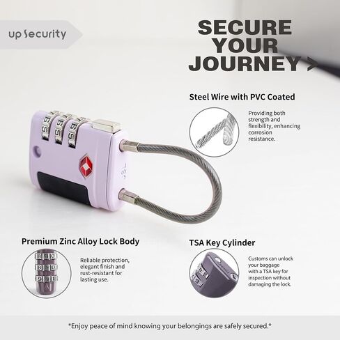 Combo TSA Locks for Luggage, Locker, Suitcase, Luggage Locks TSA Approved, Small Combination Padlock with Cable for Gym Locker, Gun Case, Backpack Bag Zipper, Storage Box, Travel Safe in Saudi Arabia