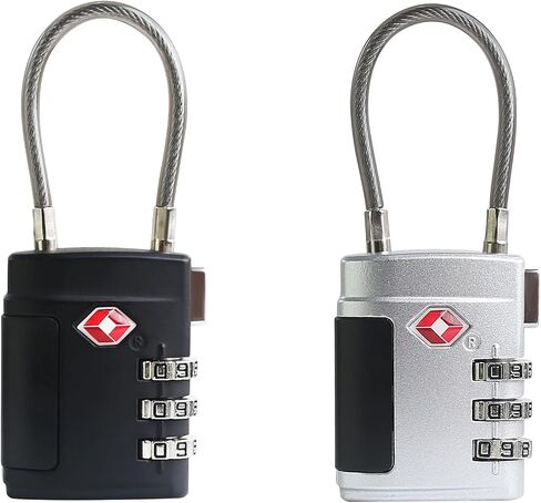 Combo TSA Locks for Luggage, Locker, Suitcase, Luggage Locks TSA Approved, Small Combination Padlock with Cable for Gym Locker, Gun Case, Backpack Bag Zipper, Storage Box, Travel Safe in Saudi Arabia