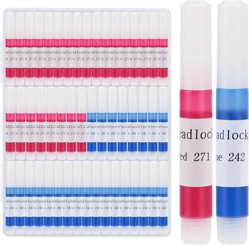 2ml *50 Pack Threadlocker Blue 242 & Red 271 ، 25 حزمة من كل ، خزانة مؤشر ترابط الأزرق والأحمر ، المتوسطة وعالية القفل Threadlocker ، مثالية للمكسرات ، البراغي ، السحابات in Saudi Arabia