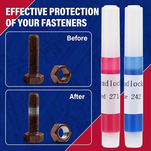 2ml *50 Pack Threadlocker Blue 242 & Red 271 ، 25 حزمة من كل ، خزانة مؤشر ترابط الأزرق والأحمر ، المتوسطة وعالية القفل Threadlocker ، مثالية للمكسرات ، البراغي ، السحابات in Saudi Arabia
