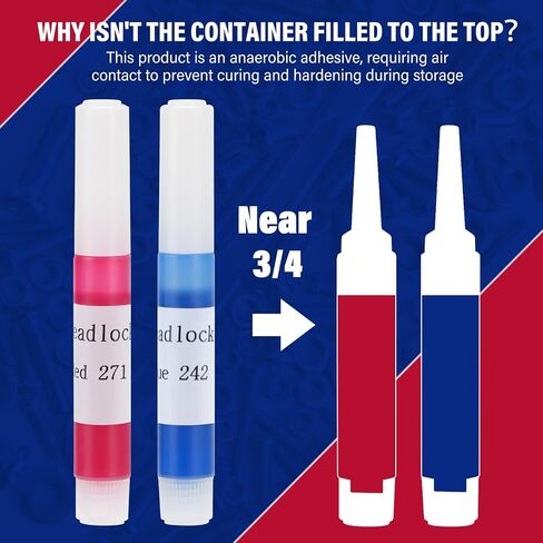 2ml *50 Pack Threadlocker Blue 242 & Red 271 ، 25 حزمة من كل ، خزانة مؤشر ترابط الأزرق والأحمر ، المتوسطة وعالية القفل Threadlocker ، مثالية للمكسرات ، البراغي ، السحابات in Saudi Arabia