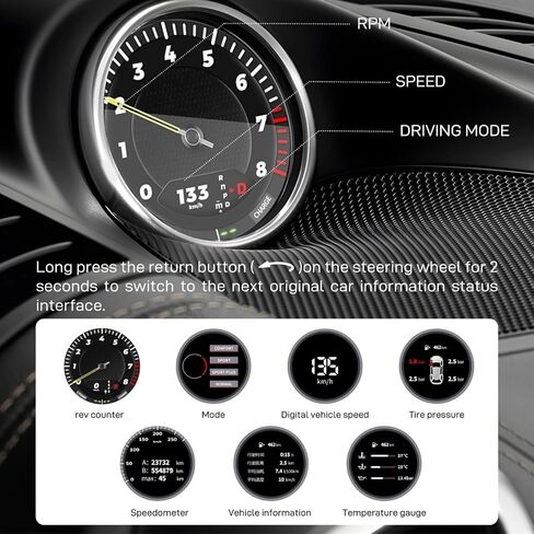 for Macan 95B Sport Chrono Stopwatch Upgrade 2.1in Smart Clock Fits PCM 3.1 2014-2016 in Saudi Arabia