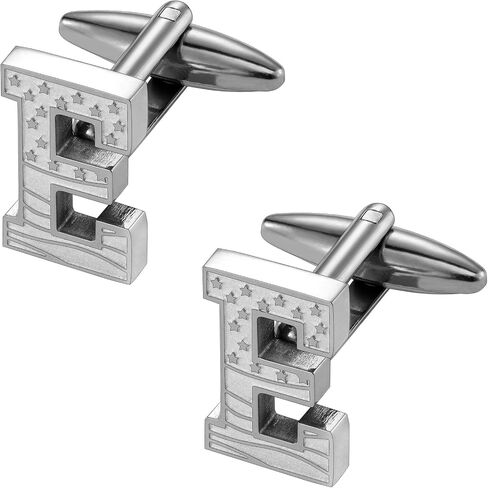 HAWSON Initial Cufflinks for Men with USA Flag Design, Classic Silver Cuff Links with Letter Monogram Suits Shirt Studs for Wedding Party in Kuwait