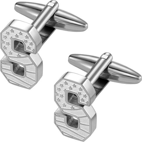 HAWSON Initial Cufflinks for Men with USA Flag Design, Classic Silver Cuff Links with Letter Monogram Suits Shirt Studs for Wedding Party in Kuwait