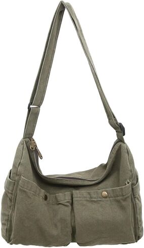 Canvas Messenger Bag Cute Crossbody Tote Bag Shoulder for Women Men for School Aesthetic Hobo with Multiple Pockets in Kuwait