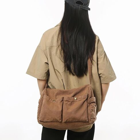 كيس Messenger Canvas لطيف Crossbody حقيبة الكتف للنساء للرجال للمدرسة هواة الجمالية مع جيوب متعددة in Kuwait