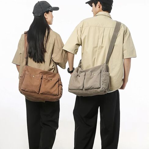 كيس Messenger Canvas لطيف Crossbody حقيبة الكتف للنساء للرجال للمدرسة هواة الجمالية مع جيوب متعددة in Kuwait