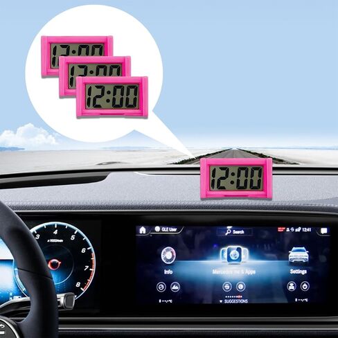 3PCS Mini Car Dashboard Digital Clocks, Small Self-Adhesive Bracket Vehicle Air Vent Electronic Watch with Clear LCD Screen Time & Day Display, Automotive Clock, Universal Fit (Blue) in Saudi Arabia