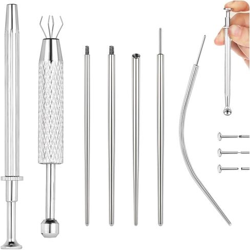 bodyace 14g 16g 18g 20g ثقب الكرة المفتقات أداة grabber أداة من الفولاذ المقاوم للصدأ الأدوات المساعد لتغيير مجوهرات إدراج دبوس المسمار على طقم جسم الأذن/الأنف/السرة/الشفاه in Kuwait
