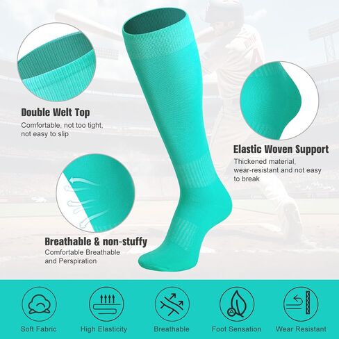 3 Pairs Baseball Softball Socks for Youth Boys Girls Kids Men and Women Soccer Football Socks in Kuwait