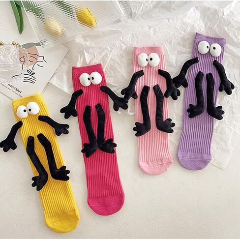 Funny Magnetic Holding Hands Feet Socks for Kids, Crazy Silly Tube Socks for Toddler Baby Girl Boy 3-13 Years in Kuwait