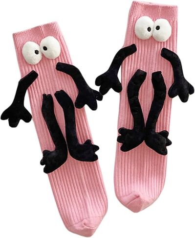 Funny Magnetic Holding Hands Feet Socks for Kids, Crazy Silly Tube Socks for Toddler Baby Girl Boy 3-13 Years in Kuwait
