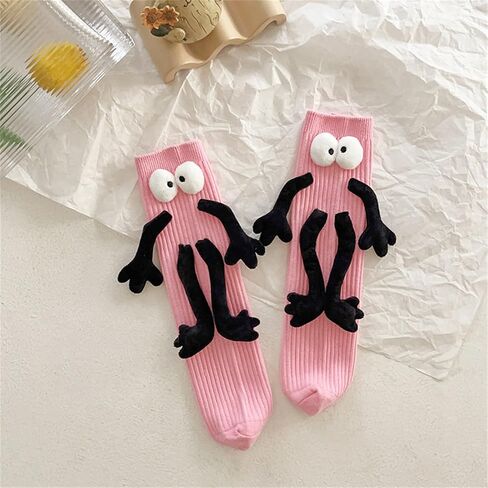 Funny Magnetic Holding Hands Feet Socks for Kids, Crazy Silly Tube Socks for Toddler Baby Girl Boy 3-13 Years in Kuwait
