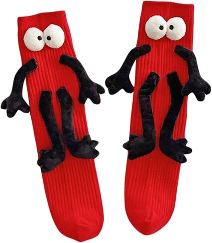 Funny Magnetic Holding Hands Feet Socks for Kids, Crazy Silly Tube Socks for Toddler Baby Girl Boy 3-13 Years in Kuwait