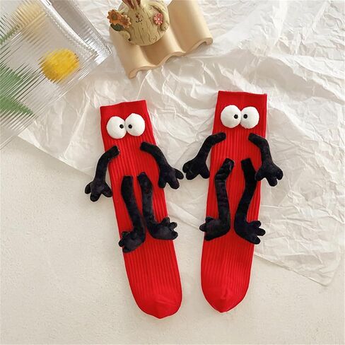 Funny Magnetic Holding Hands Feet Socks for Kids, Crazy Silly Tube Socks for Toddler Baby Girl Boy 3-13 Years in Kuwait