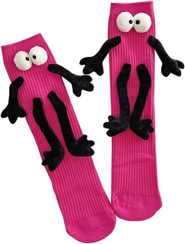 Funny Magnetic Holding Hands Feet Socks for Kids, Crazy Silly Tube Socks for Toddler Baby Girl Boy 3-13 Years in Kuwait