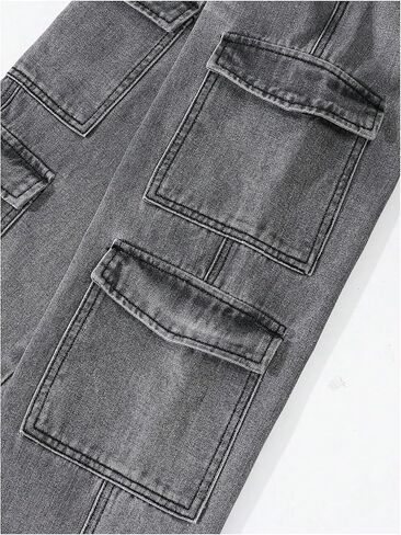 Verdusa Girl's Y2K Camo Cargo Pants Loose Straight Leg Denim Pants with Pockets in Saudi Arabia