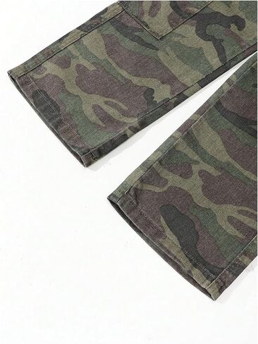 Verdusa Girl's Y2K Camo Cargo Pants Loose Straight Leg Denim Pants with Pockets in Saudi Arabia