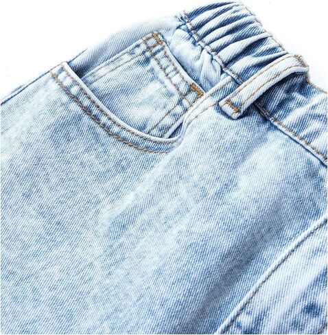 Girl's Y2k Graphic Jeans Butterfly Print Jeans Elastic High Waisted Straight Leg Denim Pants in Kuwait