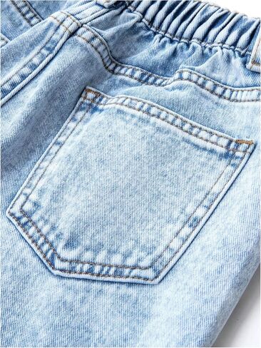 Girl's Y2k Graphic Jeans Butterfly Print Jeans Elastic High Waisted Straight Leg Denim Pants in Kuwait