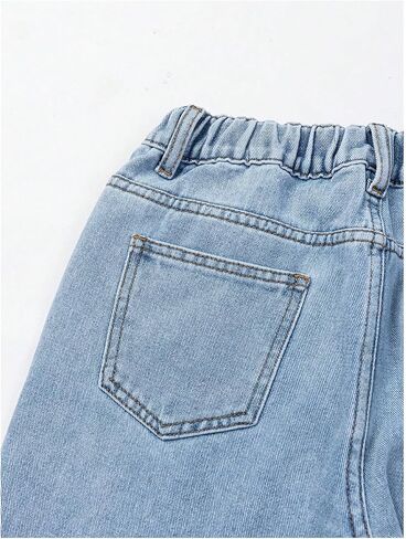 WDIRARA Girl's High Waisted Button Wide Leg Jeans Casual Long Denim Pants with Pocket in Kuwait