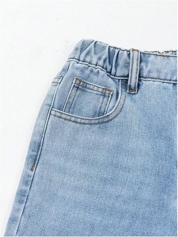 WDIRARA Girl's High Waisted Button Wide Leg Jeans Casual Long Denim Pants with Pocket in Kuwait