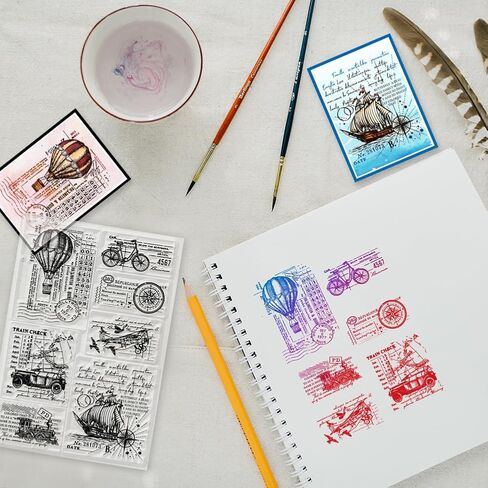 GLOBLELAND Travel Ticket Clear Stamps Travel Tags Silicone Clear Stamp Seals Magic Crow Frog Ticket Transparent Stamps for DIY Scrapbooking Cards Making Photo Album Journal in Saudi Arabia