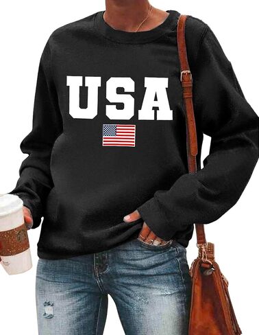 الولايات المتحدة الأمريكية للبلوزات نساء قميص العلم الأمريكي وطني Tshirt Stars Stripes Pullover 4th of July Teeps Tops in Kuwait