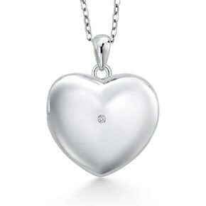 Gem Stone King 925 Sterling Silver Customized and Personalized Engraved Nano Chip Old Bible or New Testament with Lab Grown Diamond Heart Locket Pendant Necklace For Women with 18 Inch Chain