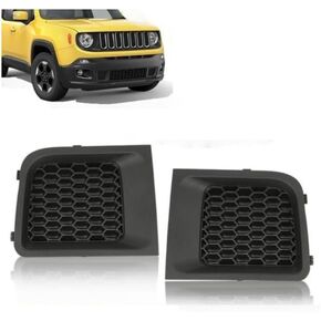 Front Bumper Grille Insert (LH + RH) Compatible With Jeep Grand Cherokee 2014-2016 / Center Grille Bezel Outer (SET) / Front Bumper Insert Lower Grill Bezel Cover (1 Pair) Black