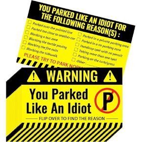 200 Pieces Bad Parking Cards You Parked Like an Idiot Card 3.5 x 2 Inches Funny Parking Violation Stickers Cards with Multi Violation Reasons in Kuwait