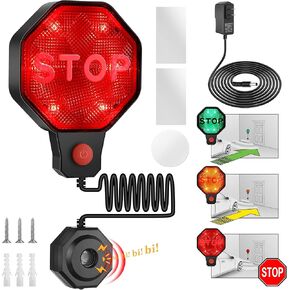 Hiboom Garage Marage Massor Aid مع مؤشرات LED والإنذار المسموع ، مستشعر مساعدة وقوف السيارات مع خيارات طاقة مزدوجة ، توقف لوقوف السيارات في المرآب يوفر نظام LED إشارات بديهية أخضر/أصفر/أحمر