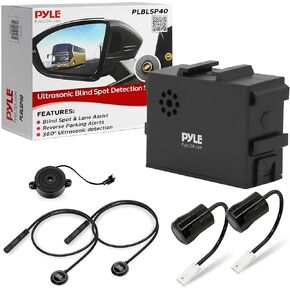 Pyle Blind Spot Monitor, Ultrasonic Car Blind Spot Detection System with Lane Change Assist, Rear Cross Traffic Alert, Parking Sensors, Universal Compatibility, Waterproof BSD BSM Kit, 3"x 2"x11"