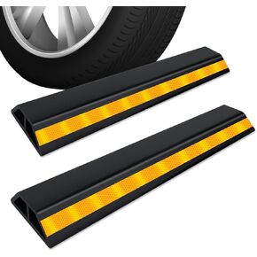 2 Pcs 18'' Heavy Duty Parking Aid for Garage, with Yellow Safety Stripes, Parking Gadgets Protects Car and Garage Walls, Parking Stopper Easy to Install 2 Packs