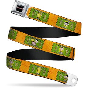 Warner Bros. Animation Belt, Seatbelt Buckle Belt, Ed Edd N Eddy Money Notes and Icons Orange Greens, Adjustable