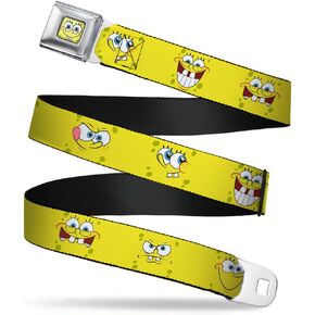 Buckle-Down Seatbelt Belt - SpongeBob Expressions Yellow - 1.0" Wide - 20-36 Inches in Length