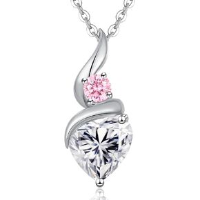 ANDSO Moissanite Heart Pendant Necklaces for Women，925 Sterling Silver Gold Plating Necklace with Birthstone，Ideal Anniversary Present or Birthday Jewelry Gifts for Mom Wife Her Girlfriend