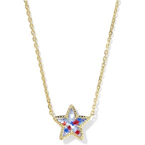 Kendra Scott Womens Cassidy Short Prendant Necklace Gold Red White Blue Star Inclusion Size One Size One