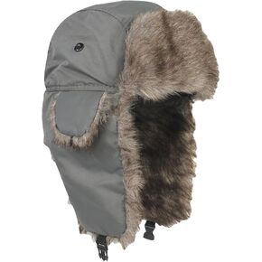 Winter Trapper Hats Unisex Faux Fur Hunting Hat Cold Weather Ski Cap Warm Windproof Trooper Hats with Ear Flaps Green