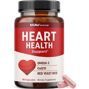 الأرز الأحمر الخميرة مع CoQ10 + Omega 3 لدعم الكوليسترول الصحي | 1200mg | دعم صحة القلب | الأحمر الخميرة الأرز 1200 ملغ. كبسولات | غير المعدلة وراثيا ، خالية من الغلوتين | مكملات صحة القلب | 90 ط م