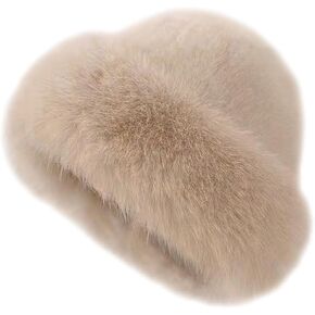 Winter Faux Fur Hat for Women Fluffy Soft Russian Hat Faux Fur Trimmed Warm Cap