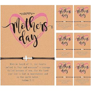 12 Set Mothers Day Christian Bracelets Bulk Bible Verse Bracelets with Wish Card for Women Mom Religious Church Gifts