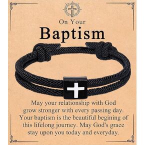 Artlunar Christian Gifts for Men Women Teens Inspirational Religious Bible Verse Joshua 1:9 Cross Bracelet Braided Rope Adjustable Bracelet Baptism Confirmation First Communion Gifts