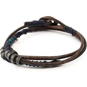 Wakami Double Wrap Bracelets للنساء | مجوهرات بوهو للنساء والرجال | الأساور النسائية | الموضوع والخرز المعدني سبيكة الزنك | التجارة العادلة | 6-10in | المصنوع يدويا من قبل الحرفيين | مضفر إيندي - 4 عناصر