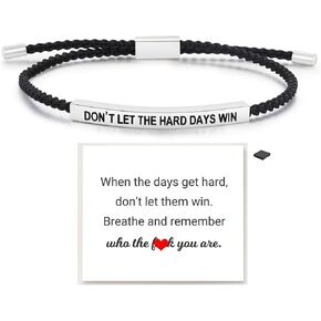 Let Them Tube Bracelet for Women, Self Worth Motivation Bracelet Adjustable Braided Rope Handmade Engraved Bracelets Stainless Steel To My Daughter/Best Friend Inspirational Gifts Jewelry