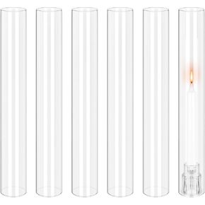 12 PCS حامل شمعة إعصار ، 2.5 "W × 14" H مفتوح الأكمام الاسطوانة الشمعة الزجاجية ، حامل شمعة الأسطوانة الزجاجية الصافية ، غطاء أنبوب شمعة الشمعة المفتوح ، الزجاج الأسطواني القاع