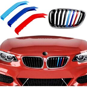 Tricolored Grille Insert Trims Compatible with BMW 2 Series 2021 2022 2023 2024 F44 218i 228i 220i 235i Gran Coupe Accessories for 7-Beams w/Standard Kidney Grille