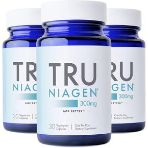 ملحق Tru Niagen براءة اختراع NAD لمكافحة الشيخوخة وتجديد الخلايا ، 300mg Niagen ، 30 حصة | يدعم الطاقة الخلوية ، الدماغ ، العضلات | الريبوسيد النيكوتيناميد (NR) خذ 1 يوميًا | 3 زجاجات