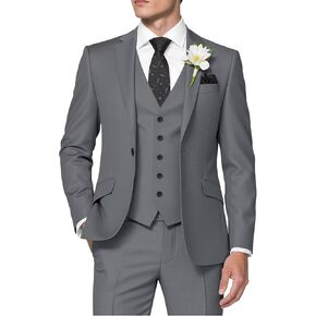 HUUTOE Men's 3 Piece Suits Slim Fit Wedding Suits for Men Prom Dress Suit Summer Blazer Jacket Vest Pants Tuxedo Set Men